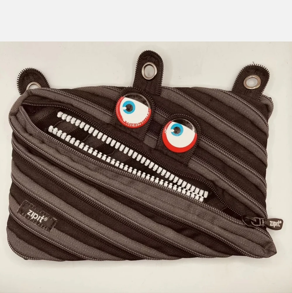 Zipit Zipper Pouch Pencil Pouch Black and Gray Monster Special Edition Bag